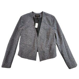 Banana Republic NEW Women's Blazer Jacket Open Front Leopard Print Grey sz‎ 12